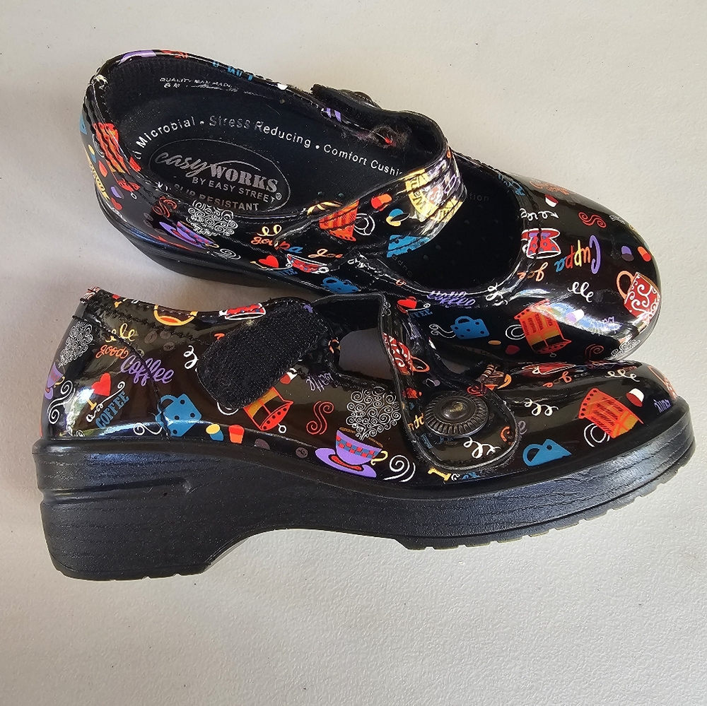 Easy Works Marjane‎ Slip Resistant Hot Coffee Black Work Shoes Sz 6M
